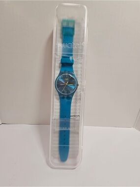 Swatch Blue Rebel "New Gent Collection Watch" – Blue & Electric Yellow –Day/Date